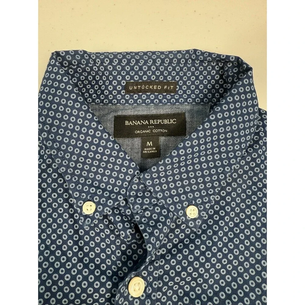Banana Republic Short Sleeve Sleeve Men Sze M Blue  Collared Geometry